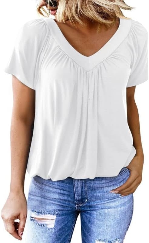 image:imageDokotoo Womens Casual Summer T Shirts Short Sleeve V Neck Tops TshirtsWhite