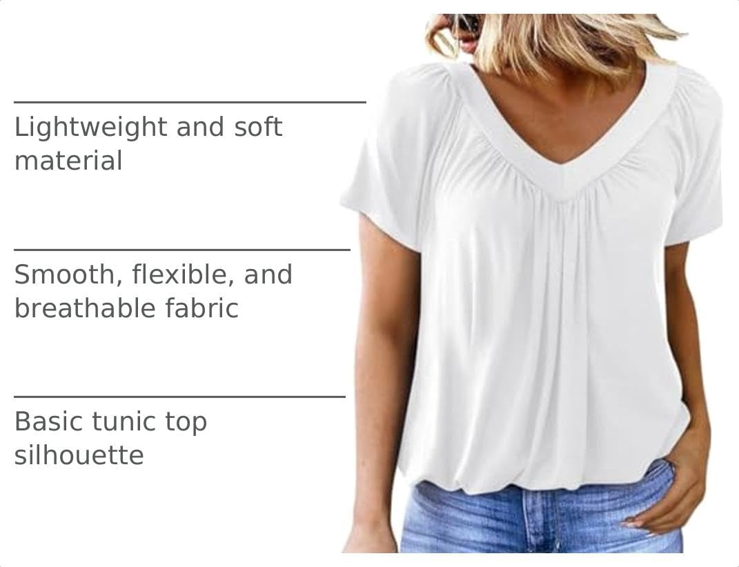 image:imageDokotoo Womens Casual Summer T Shirts Short Sleeve V Neck Tops TshirtsWhite