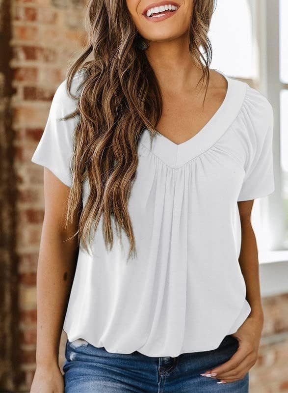 image:imageDokotoo Womens Casual Summer T Shirts Short Sleeve V Neck Tops TshirtsWhite