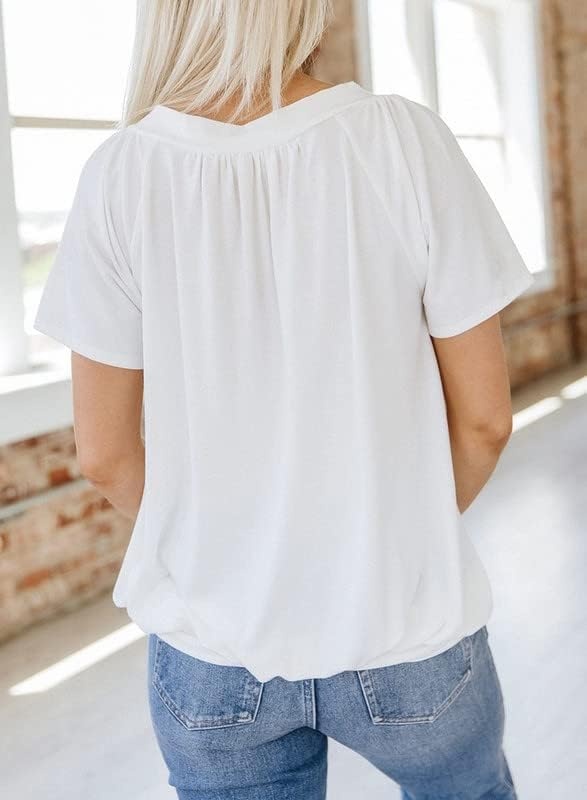 image:imageDokotoo Womens Casual Summer T Shirts Short Sleeve V Neck Tops TshirtsWhite