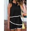 Dokotoo Rompers for Women Summer Dressy Short Jumpsuits 2026(Black White)