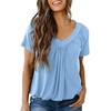Dokotoo Women’s Casual Summer T Shirts Short Sleeve V Neck Tops Tshirts(Beau Blue)