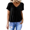 Dokotoo Women’s Casual Summer T Shirts Short Sleeve V Neck Tops Tshirts(Black)