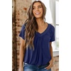 Dokotoo Women’s Casual Summer T Shirts Short Sleeve V Neck Tops Tshirts(Blue)