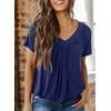 Dokotoo Women’s Casual Summer T Shirts Short Sleeve V Neck Tops Tshirts(Blue)