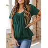 Dokotoo Women’s Casual Summer T Shirts Short Sleeve V Neck Tops Tshirts(Bright Green)