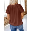 Dokotoo Women’s Casual Summer T Shirts Short Sleeve V Neck Tops Tshirts(Brown)