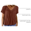 Dokotoo Women’s Casual Summer T Shirts Short Sleeve V Neck Tops Tshirts(Brown)