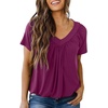 Dokotoo Women’s Casual Summer T Shirts Short Sleeve V Neck Tops Tshirts(Burgundy)