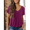 Dokotoo Women’s Casual Summer T Shirts Short Sleeve V Neck Tops Tshirts(Burgundy)