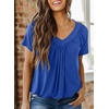 Dokotoo Women’s Casual Summer T Shirts Short Sleeve V Neck Tops Tshirts(Dark Blue)