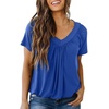 Dokotoo Women’s Casual Summer T Shirts Short Sleeve V Neck Tops Tshirts(Dark Blue)