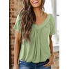 Dokotoo Women’s Casual Summer T Shirts Short Sleeve V Neck Tops Tshirts(Grass Green)