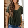 Dokotoo Women’s Casual Summer T Shirts Short Sleeve V Neck Tops Tshirts(Green)