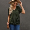 Dokotoo Women’s Casual Summer T Shirts Short Sleeve V Neck Tops Tshirts(Green)