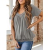 Dokotoo Women’s Casual Summer T Shirts Short Sleeve V Neck Tops Tshirts(Grey 2)