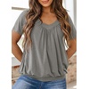 Dokotoo Women’s Casual Summer T Shirts Short Sleeve V Neck Tops Tshirts(Grey 2)