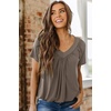 Dokotoo Women’s Casual Summer T Shirts Short Sleeve V Neck Tops Tshirts(Khaki)