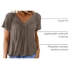 Dokotoo Women’s Casual Summer T Shirts Short Sleeve V Neck Tops Tshirts(Khaki)