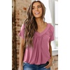 Dokotoo Women’s Casual Summer T Shirts Short Sleeve V Neck Tops Tshirts(Pink)