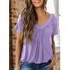 Dokotoo Women’s Casual Summer T Shirts Short Sleeve V Neck Tops Tshirts(Purple)