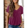Dokotoo Women’s Casual Summer T Shirts Short Sleeve V Neck Tops Tshirts(Red)