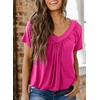 Dokotoo Women’s Casual Summer T Shirts Short Sleeve V Neck Tops Tshirts(Rose)