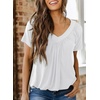 Dokotoo Women’s Casual Summer T Shirts Short Sleeve V Neck Tops Tshirts(White)