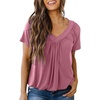 Dokotoo Women’s Casual Summer T Shirts Short Sleeve V Neck Tops Tshirts(Wisteria 2)