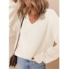 Dokotoo Women’s Casual V Neck Sweaters Long Sleeve Pullover Sweater Knit Jumper Tops(White)
