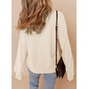 Dokotoo Women’s Casual V Neck Sweaters Long Sleeve Pullover Sweater Knit Jumper Tops(White)