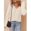 Dokotoo Women’s Casual V Neck Sweaters Long Sleeve Pullover Sweater Knit Jumper Tops(White)