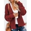 Dokotoo Womens Open Front Long Sleeve Chunky Knit Cardigan Sweaters Loose Outwear Coat(C Red)