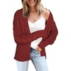 Dokotoo Womens Open Front Long Sleeve Chunky Knit Cardigan Sweaters Loose Outwear Coat(C Red)