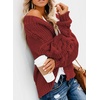 Dokotoo Womens Open Front Long Sleeve Chunky Knit Cardigan Sweaters Loose Outwear Coat(C Red)