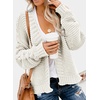 Dokotoo Womens Open Front Long Sleeve Chunky Knit Cardigan Sweaters Loose Outwear Coat(C White)