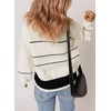 Dokotoo Womens Sweaters Long Sleeve Fall Fashion 2024 1/4 Button Pullover Sweater Striped Color Block Knit Jumper Tops