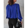 Dokotoo Women’s Tops Blouses for Women Casual Long Sleeve Shirts Crew Neck Bohemian Solid Color Spring Work Business(A Blue)