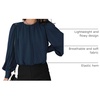 Dokotoo Women’s Tops Blouses for Women Casual Long Sleeve Shirts Crew Neck Bohemian Solid Color Spring Work Business(A Deep Blue)