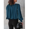 Dokotoo Women’s Tops Blouses for Women Casual Long Sleeve Shirts Crew Neck Bohemian Solid Color Spring Work Business(A Deep Blue)