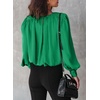 Dokotoo Women’s Tops Blouses for Women Casual Long Sleeve Shirts Crew Neck Bohemian Solid Color Spring Work Business(A Green)
