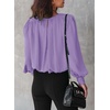 Dokotoo Women’s Tops Blouses for Women Casual Long Sleeve Shirts Crew Neck Bohemian Solid Color Spring Work Business(A Purple)