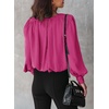 Dokotoo Women’s Tops Blouses for Women Casual Long Sleeve Shirts Crew Neck Bohemian Solid Color Spring Work Business(A Rose)