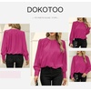 Dokotoo Women’s Tops Blouses for Women Casual Long Sleeve Shirts Crew Neck Bohemian Solid Color Spring Work Business(A Rose)