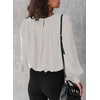 Dokotoo Women’s Tops Blouses for Women Casual Long Sleeve Shirts Crew Neck Bohemian Solid Color Spring Work Business(A White)