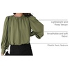 Dokotoo Women’s Tops Blouses for Women Casual Long Sleeve Shirts Crew Neck Bohemian Solid Color Spring Work Business(Grass Green)