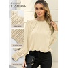 Dokotoo Women’s Tops Blouses for Women Casual Long Sleeve Shirts Crew Neck Bohemian Solid Color Spring Work Business(Khaki)