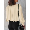 Dokotoo Women’s Tops Blouses for Women Casual Long Sleeve Shirts Crew Neck Bohemian Solid Color Spring Work Business(Khaki)