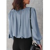 Dokotoo Women’s Tops Blouses for Women Casual Long Sleeve Shirts Crew Neck Bohemian Solid Color Spring Work Business(Light Blue)