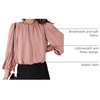 Dokotoo Women’s Tops Blouses for Women Casual Long Sleeve Shirts Crew Neck Bohemian Solid Color Spring Work Business(Pink)